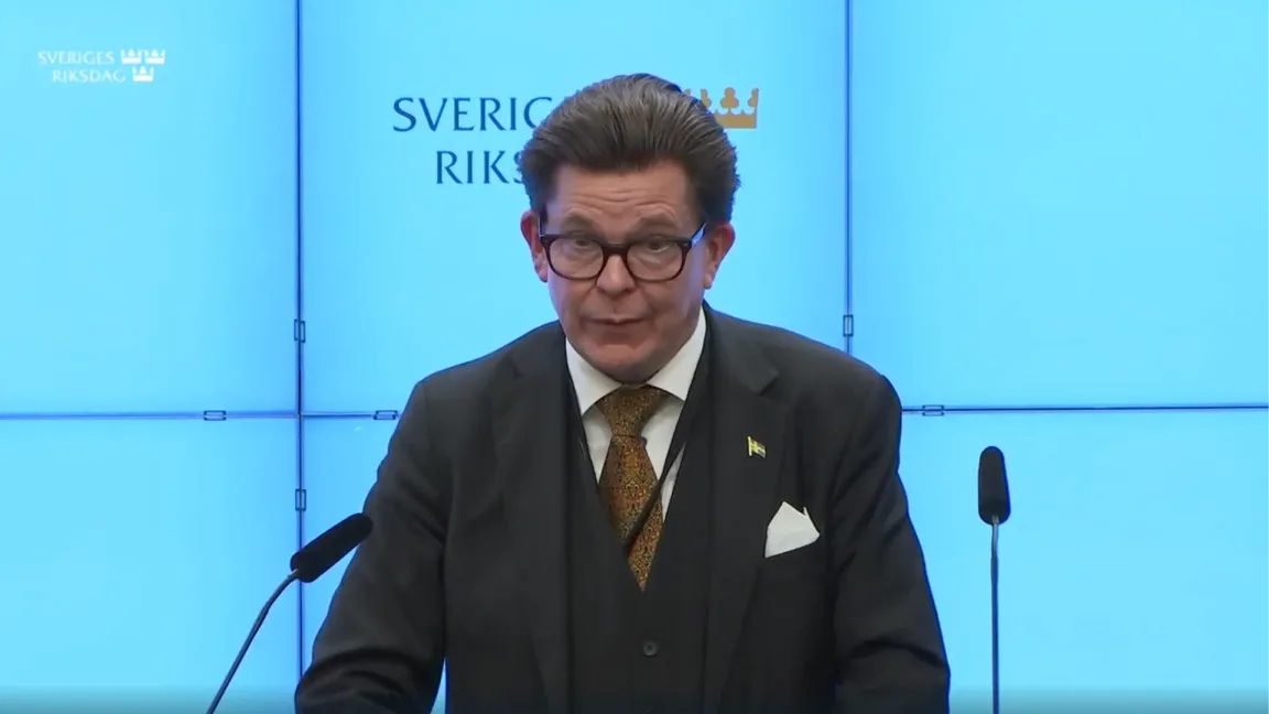 Talmanen Andreas Norlén (M). Foto: Skärmdump/Sveriges riksdag