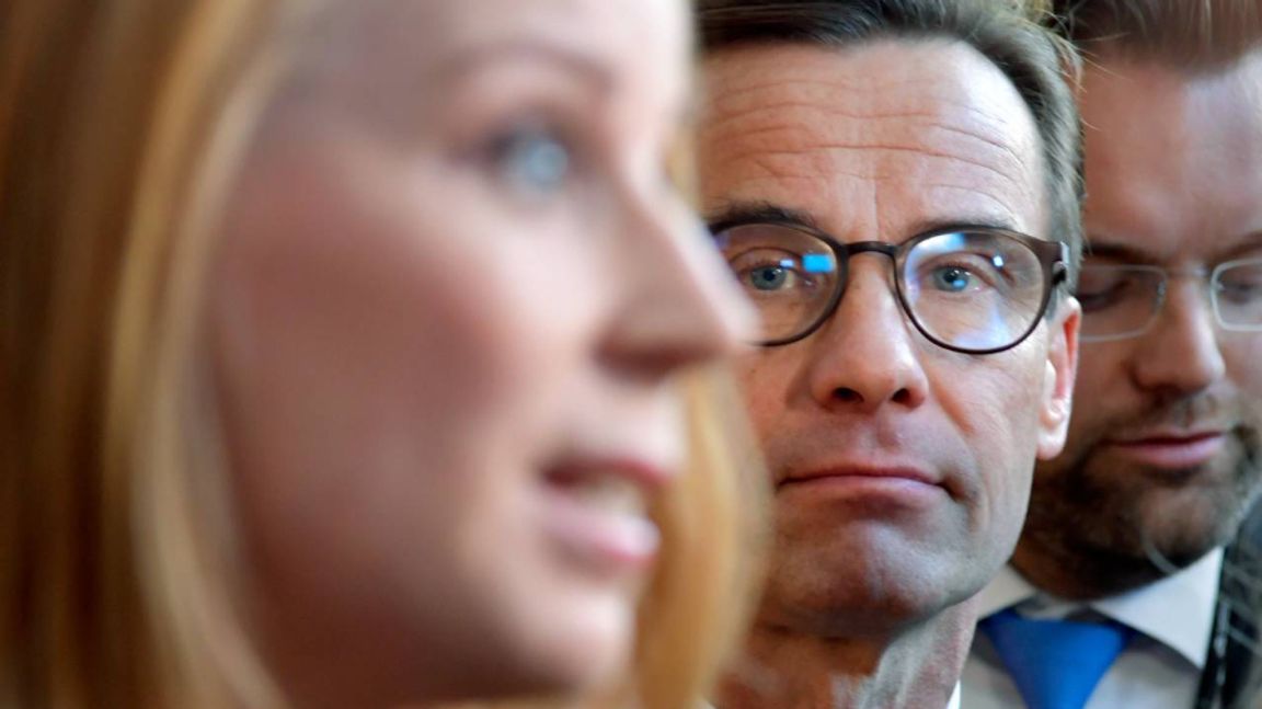 Moderaternas Ulf Kristersson och Centerpartiets Annie Lööf. Foto: Anders Wiklund, TT.