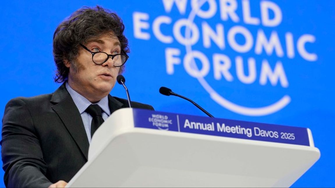 Javier Milei på World Economic Forum. Foto: AP