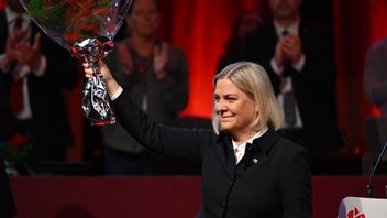 S-ledaren Magdalena Andersson vid partiets kongress. Foto: Björn Larsson Rosvall/TT