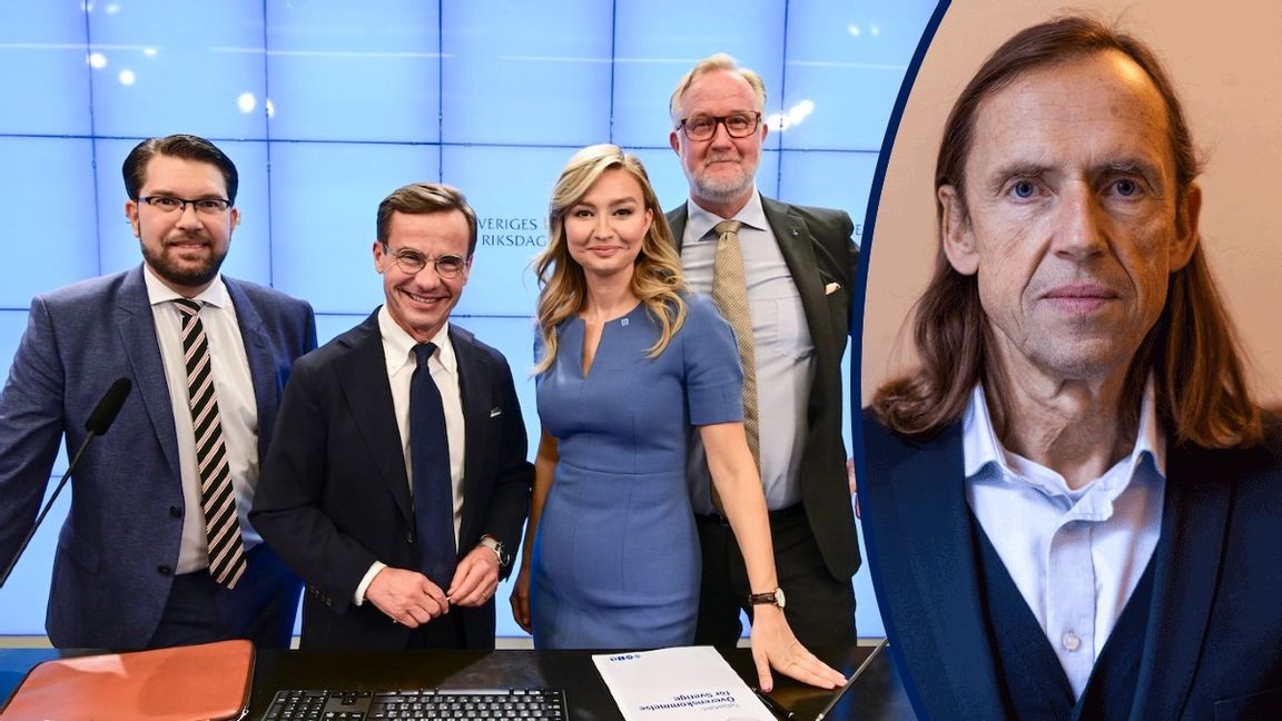 Jimmie Åkesson (SD), Ulf Kristersson (M), Ebba Busch (KD) och Johan Pehrson (L) fick ett förändringsmandat av väljarna. Foto: Jonas Ekströmer/TT