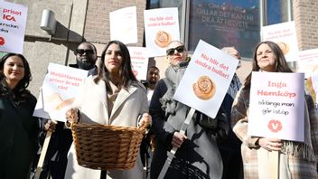 Vänsterpartiets partiledare Nooshi Dadgostar har uttalat sig om att bojkotta ICA på grund av rådande matpriser. Foto: Jessica Gow/TT 