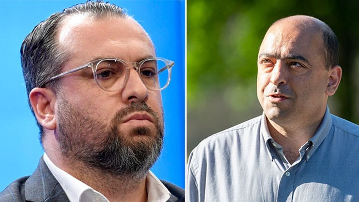 Sedat Arif (S) och Nima Gholam Ali Pour (SD). Bild: Jakob Åkersten Brodén/TT/Johan Nilsson / TT