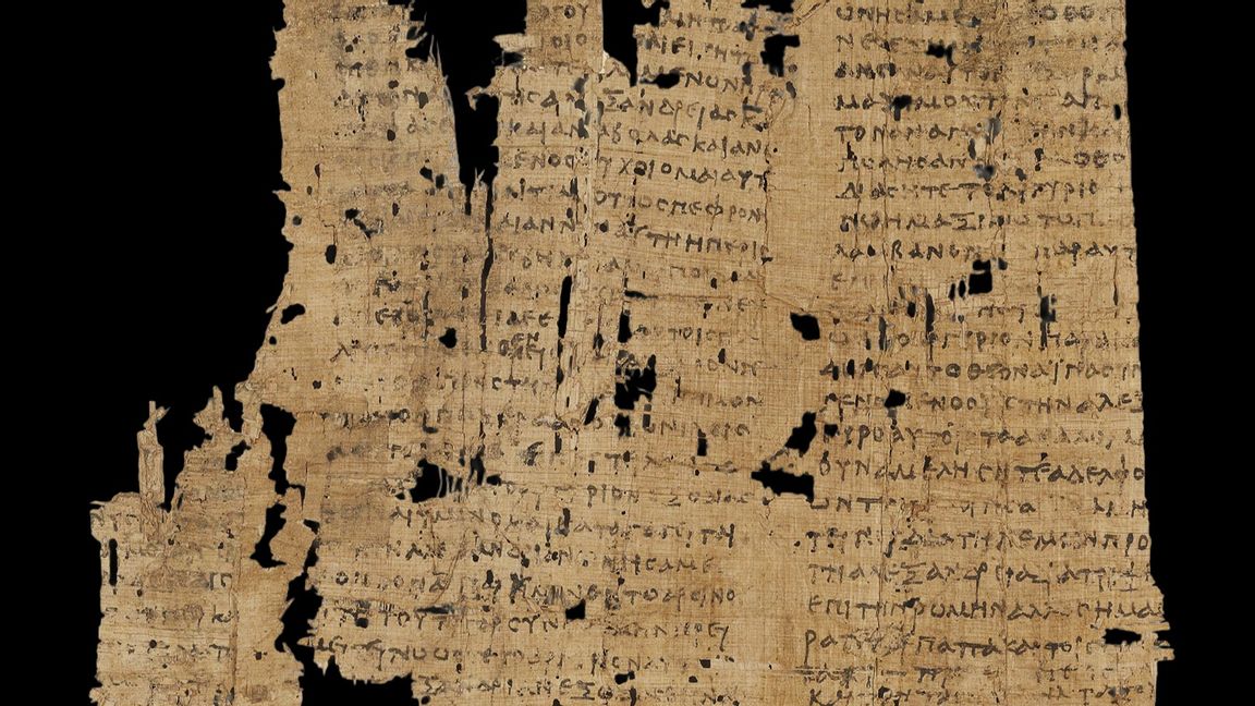 Ickeförkolnad papyrus. Foto: Morgan Library, public domain
