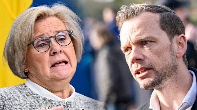 Danmarks justitieminister Peter Hummelgaard, till höger, planerar att sätta press på Sverige om att stoppa de kriminella invandrargängens verksamhet i Sverige. Till vänster, svenska rikspolischefen Petra Lundh. Foto: Jonas Ekströmer/Johan Nilsson/TT