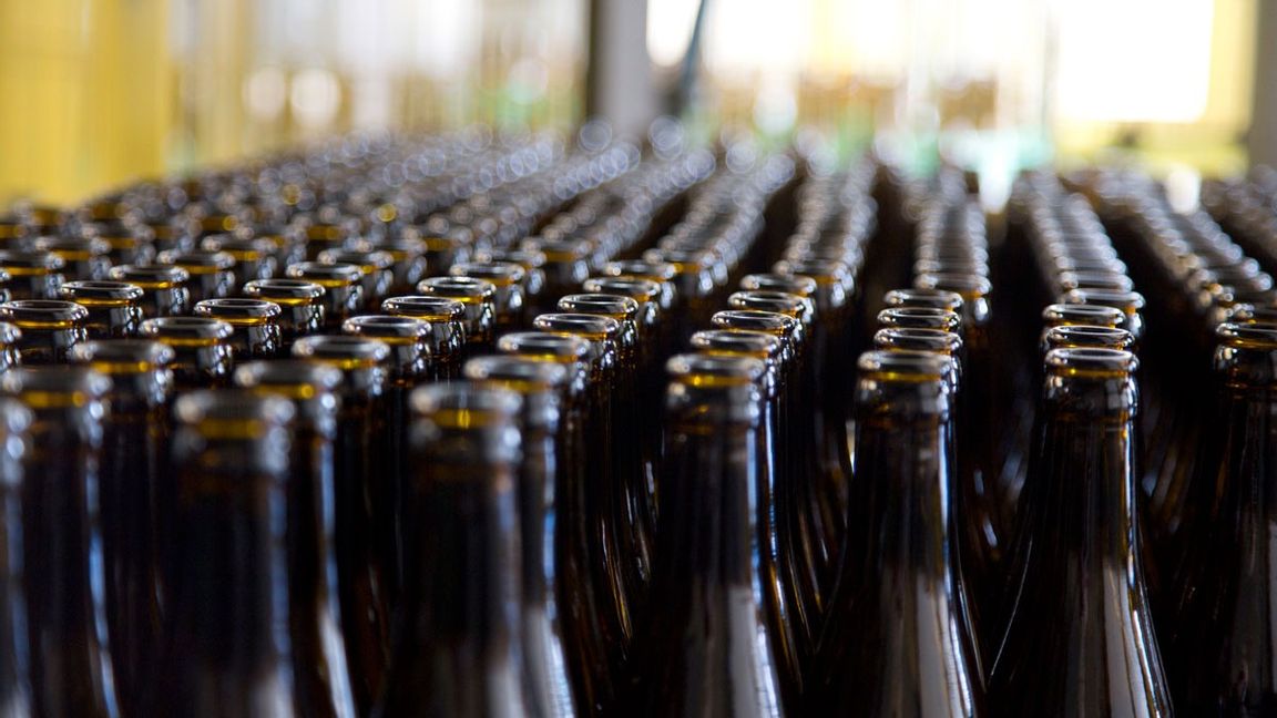 Ölflaskor redo att fyllas på i ett bryggeri. Foto: Virginia Mayo/AP/TT