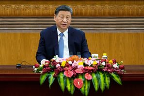 Kinas ledare Xi Jinping. Landet inför 34 procent i tull på amerikanska varor. Foto: Ng Han Guan/AP/TT