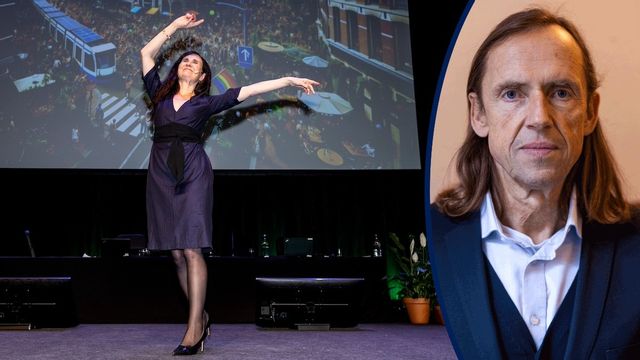 Märta Stenevi i danstagen på Miljöpartiets kongress i november. Foto: Christine Olsson/TT