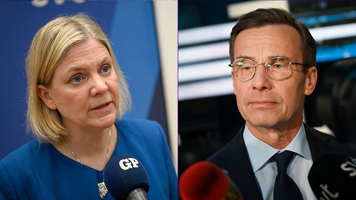 Magdalena Andersson hotar Ulf Kristersson med havererat samarbete. Foto: Pontus Lundahl/TT