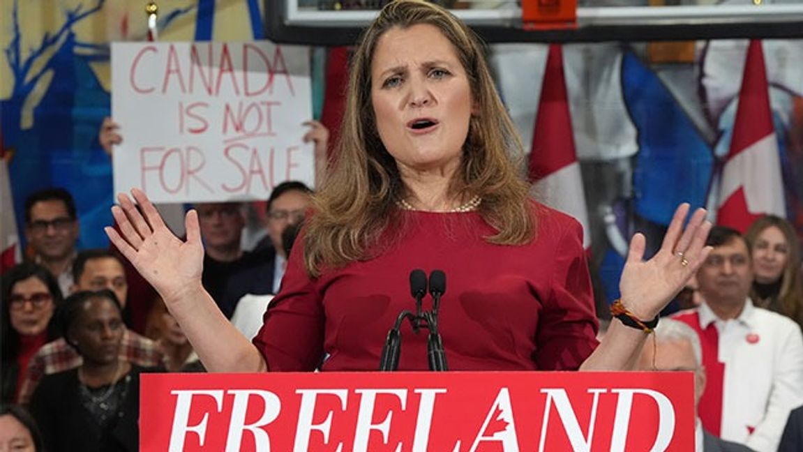 Chrystia Freeland inleder sin kampanj för att bli Liberala partiets nya partiledare den 19 januari. Bild: Frank Gunn/The Canadian Press via AP
