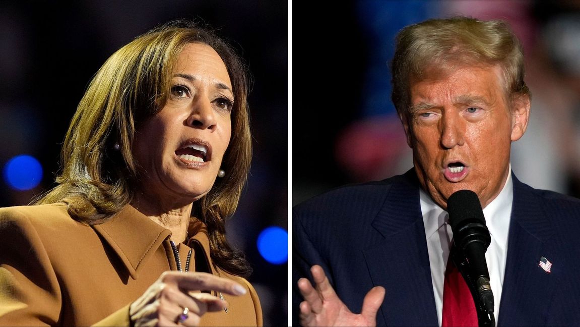 Med endast ett dygn kvar till valnatten står slaget om Vita huset mellan Kamala Harris och Donald Trump. Foto: AP 