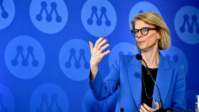 Finansminister Elisabeth Svantesson (M) under Moderaternas pågående landsmöte i Karlstad. Foto: Caisa Rasmussen/TT