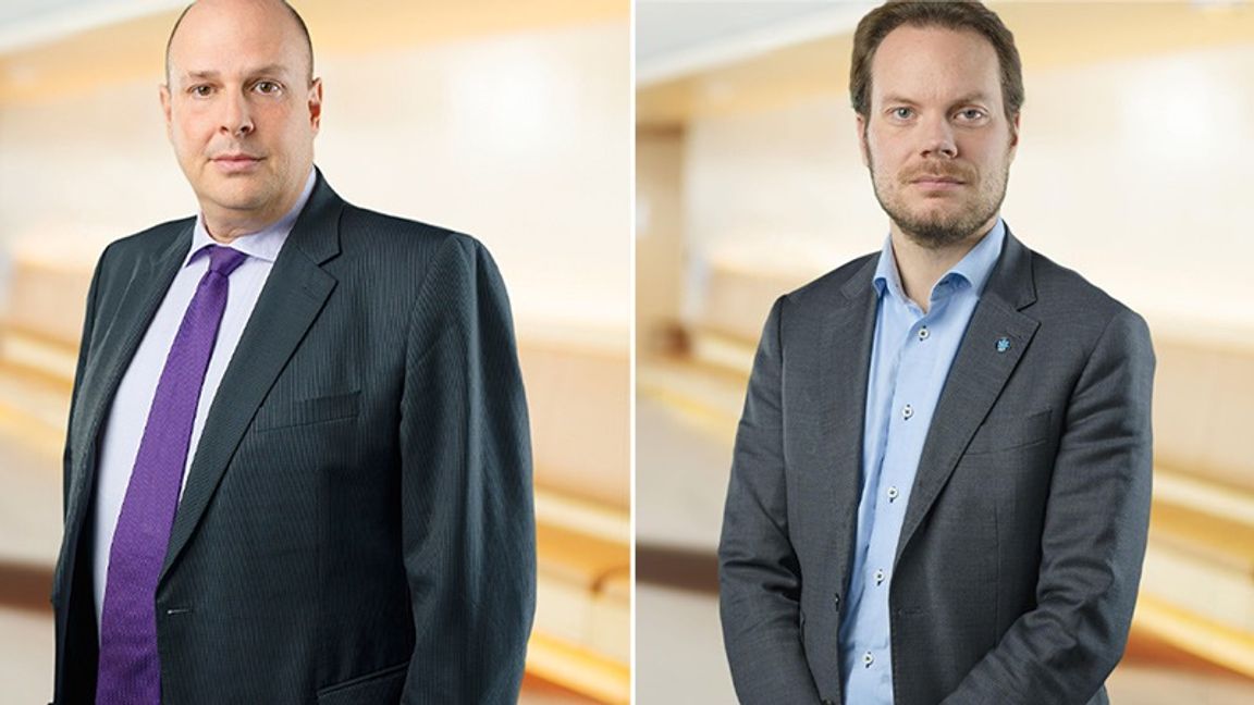 Dagens debattörer Patrick Reslow och Martin Kinnunen från Sverigedemokraterna. Foto: Pressbilder
