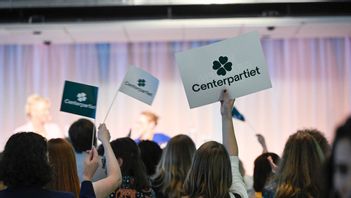 Centerpartiets valvaka på Münchenbryggeriet i Stockholm. Foto: Jessica Gow/TT. 