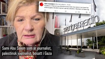 Cecilia Uddén litar på Sami Abu Salems rapportering. Bild: SVT/Christine Olsson/TT/X