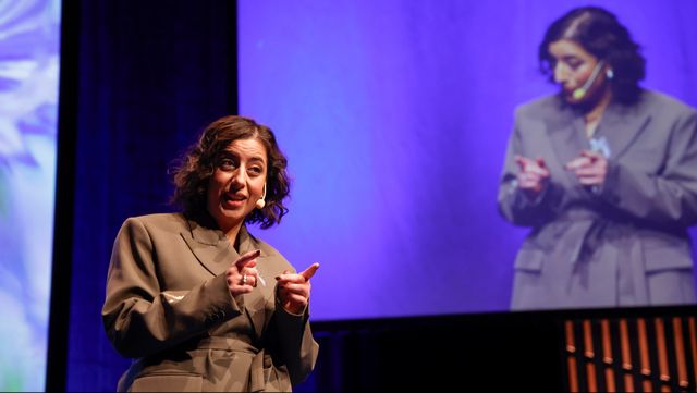 Liberalernas partiledare Simona Mohamsson (L) håller tal under partiets landsmöte på Karlstad CCC.
 Adam Ihse/TT