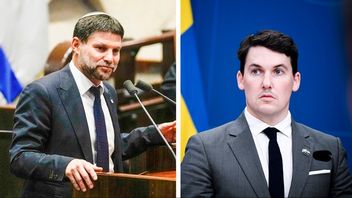 Liberalernas utrikespolitiske talesperson Joar Forssell, till höger, vill införa sanktioner mot israeliske finansministern Bezalel Smotrich. Foto: Jakob Åkersten Brodén/TT/AP