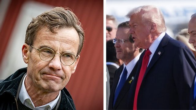 Ulf Kristersson stödjer fullt ut Donald Trumps fredsplan. Foto: Johan Nilsson/TT/AP
