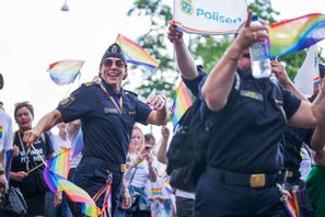 Det nya förslaget om uniformsanvändning innehåller ett förbud för uniform vid ”åsiktsyttrande manifestationer”, som Pride. Arkivbild. Foto: Caisa Rasmussen/TT