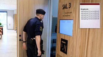 I sal 3 vid Eskilstuna tingsrätt hölls under fredagen häktningsförhandlingar mot fem personer misstänkta för terroristbrott. Foto: Jessica Gow/TT