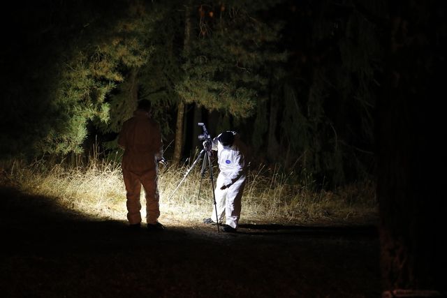Polisens tekniker undersöker brottsplatsen efter mordet på en kvinna i Märsta norr om Stockholm den 16 december. Caisa Rasmussen/TT