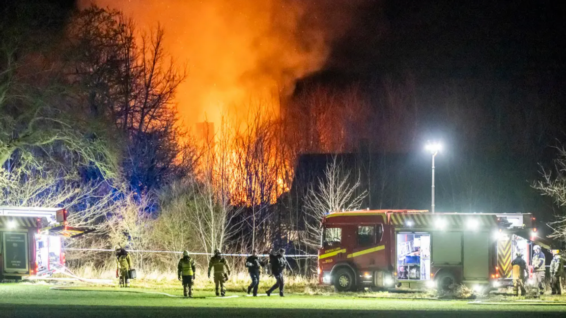 Brand i Vallkärra utanför Lund tidigare i december. Foto: Johan Nilsson/TT
