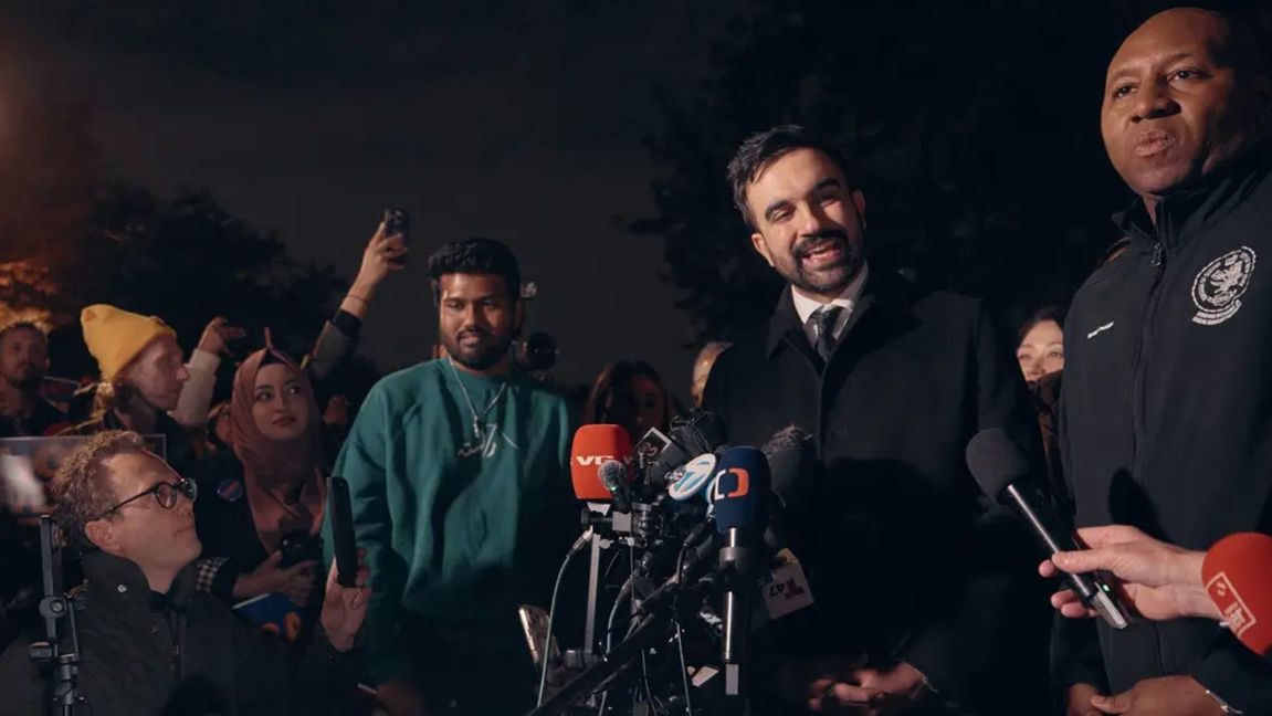 Zohran Mamdani vid ett valmöte i måndags Foto: Andres Kudacki/AP/TT