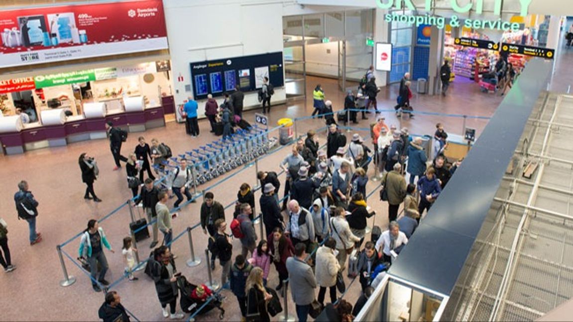 Säkerhetskontrollen på terminal 5. Foto: Fredrik Sandberg/TT. 