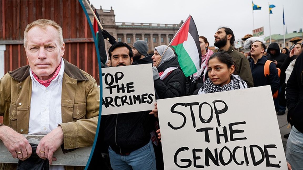 Palestinademonstranter kallar Israels försvarsåtgärder ”folkmord”. Foto: Christine Olsson/TT