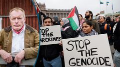 Palestinademonstranter kallar Israels försvarsåtgärder ”folkmord”. Foto: Christine Olsson/TT