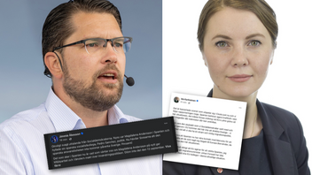 Jimmie Åkesson (SD) och Ida Karkiainen (S). SD-ledaren kritiserar Socialdemokraternas hantering av migrationsfrågan efter händelserna i spanska Ceuta. Foto: Tommy Winterskiöld Vestlie, CC BY 2.0 / Sveriges riksdag, CC BY-SA 4.0, via Wikimedia Commons
