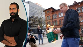 Många vill förbjuda kränkande demonstrationer som den Rasmus Paludan genomförde 1 maj på Norra Bantorget. Foto: Fredrik Persson/TT