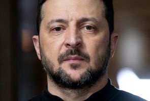 Ukrainas president Volodymyr Zelenskyj under säkerhetskonferensen i München under lördagen. Sven Hoppe/DPA via AP/TT