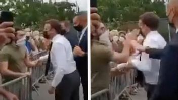 Stillbilder ur mobilkamerafilm på örfilen mot president Macron.