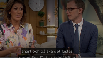 Textningen gick inte riktigt som planerat i TV4:s Nyhetsmorgon på torsdagen. Foto: Skärmavbild/TV4