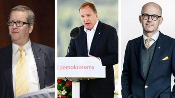 Stig-Björn Ljunggren och Per Gudmundson kommenterar Löfvens avgångsbesked. Foto: Karl Gabor/Henrik Montgomery/TT