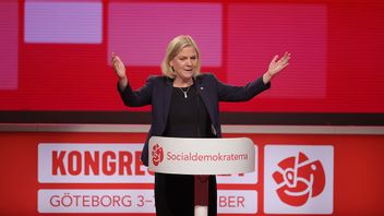 Partiledaren Magdalena Andersson vid Socialdemokraternas kongress i Göteborg hösten 2021. Foto: Adam Ihse/TT