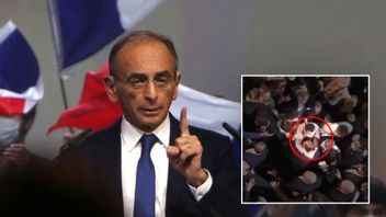 Eric Zemmour höll tal efter att han blivit attackerad. Foto: Rafael Yaghobzadeh/AP/Eric Zemmour Youtube
