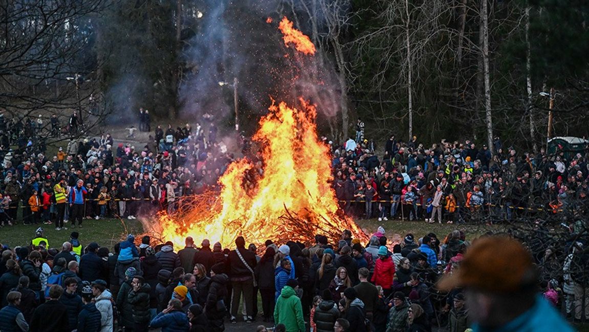 En majbrasa i Älvsjö, Stockholm, förra året. Arkivbild. Foto. Jonas Ekströmer/TT