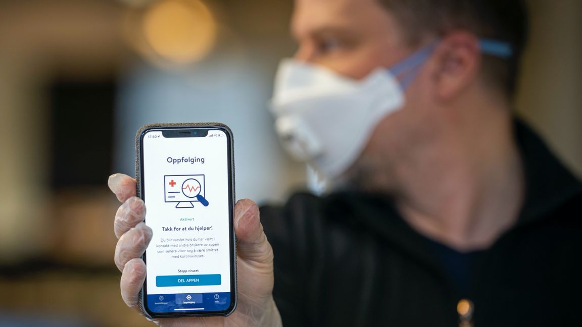Smittspårning via app i Norge. Arkivbild, Heiko Junge/NTB/TT.