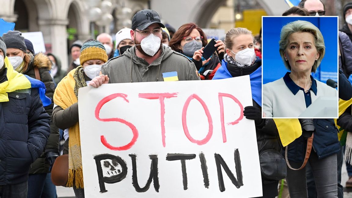 EU-kommissionens ordförande Ursula von der Leyen lanserar nya sanktioner mot Ryssland för invasionen av Ukraina. Foto: AP