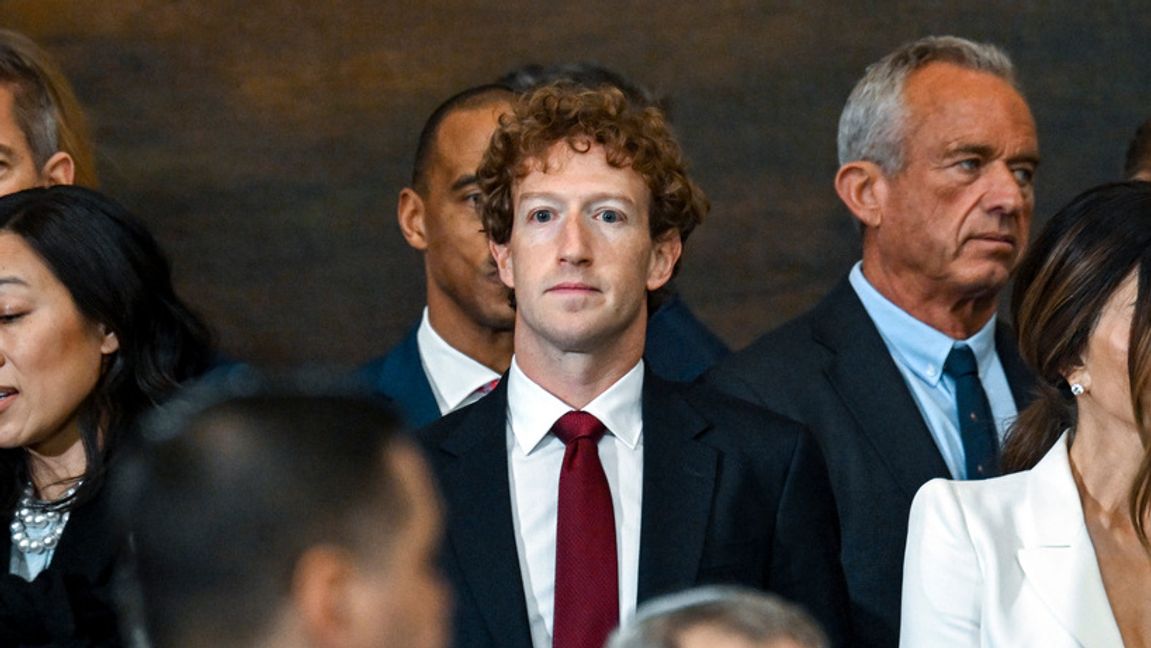 Metas vd och grundare Mark Zuckerberg under installationen av Donald Trump som USA:s president i januari. Foto: Kenny Holston/The New York Times via AP/TT