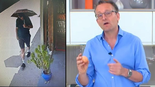 Bilden till vänster från en övervakningskamera i onsdags är den sista kända av Michael Mosley. Foto: Handout/Reuters/TT/Youtube
