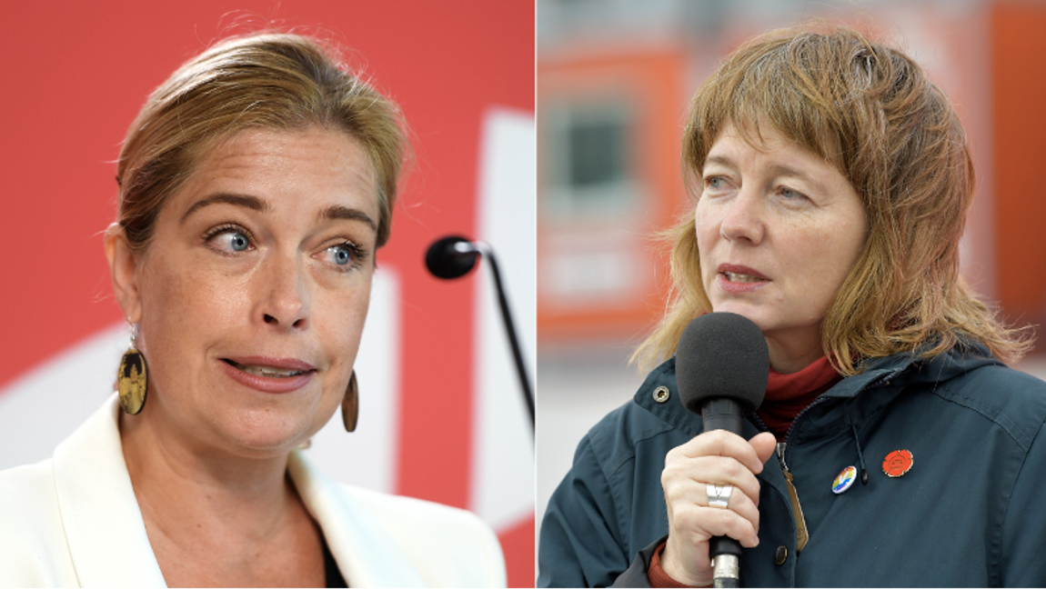 Annika Strandhäll (S) och Malin Björk (V). Foto: Maja Suslin/TT/Henrik Montgomery/TT