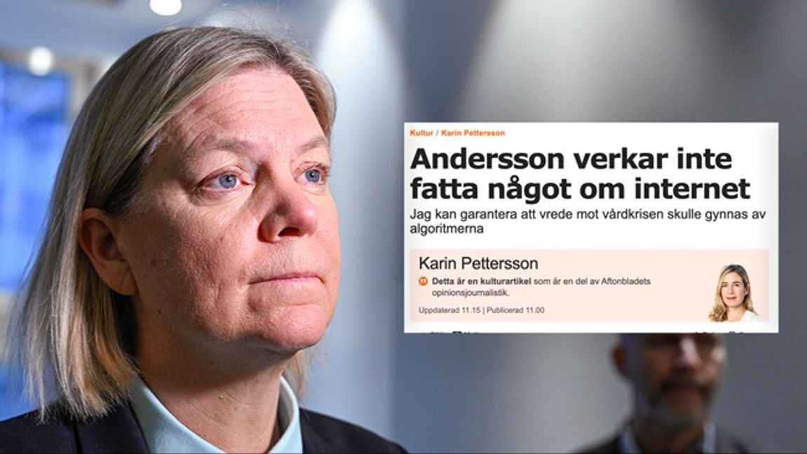 Magdalena Andersson får kritik från förra kommunikationschefen hos S Karin Pettersson. Foto: Anders Wiklund/TT/Faksimil Aftonbladet