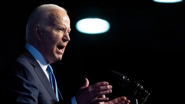 Joe Biden talar för NAACP:s avdelning i Detroit. Bild: AP Photo/Alex Brandon