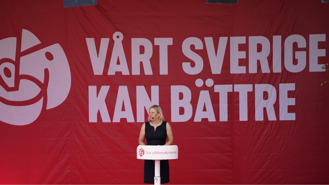 Statminister Magdalena Andersson håller tal. Foto: Björn Larsson Rosvall/TT