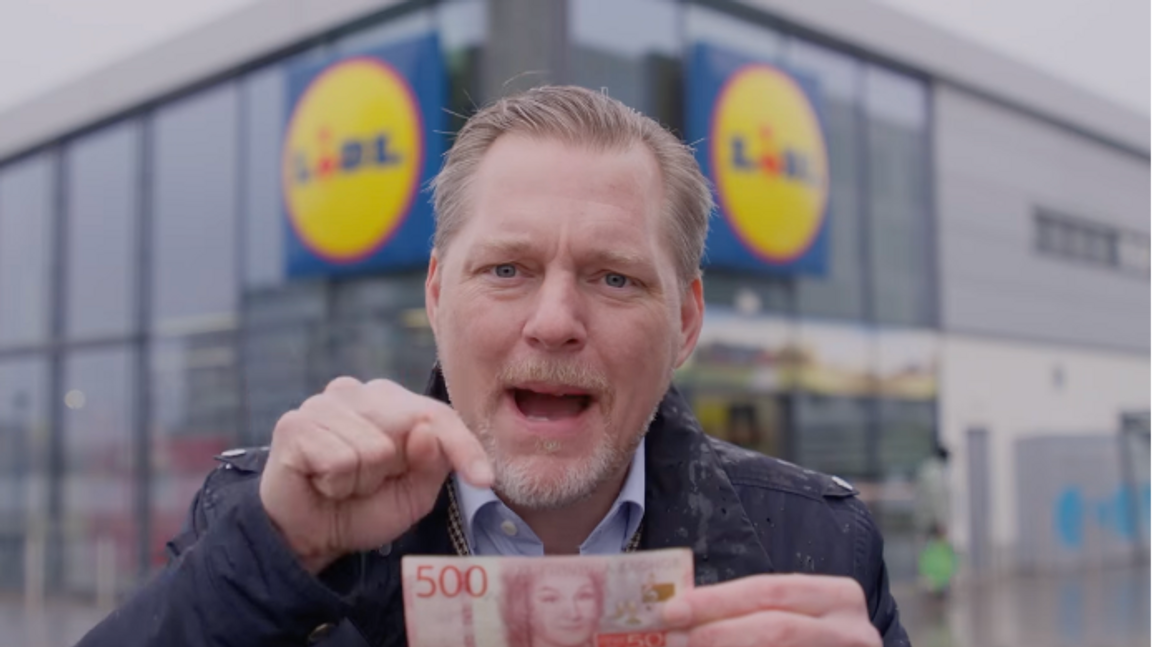Reklamvideon med Lidl och Günther Mårder som nu tas ner. Foto: Skärmdump via Facebook
