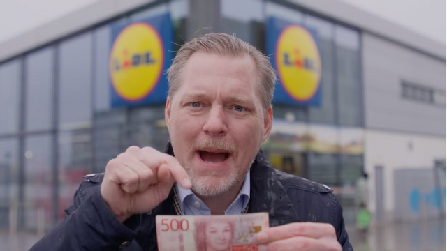 Reklamvideon med Lidl och Günther Mårder som nu tas ner. Foto: Skärmdump via Facebook