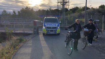 Polisbil på plats vid Årstabron sedan en ihjälskjuten man hittats på platsen. Foto: Marko Säävälä/TT